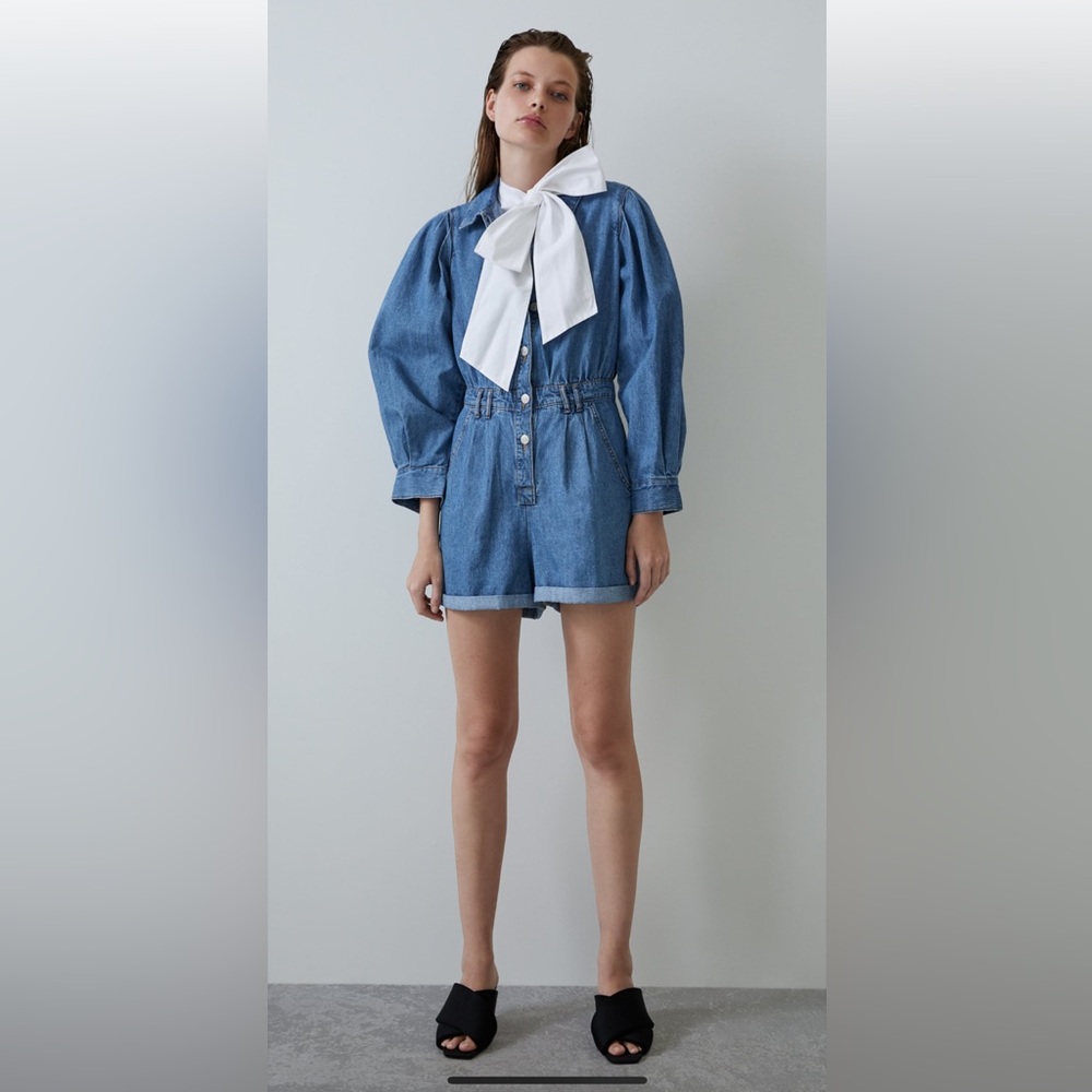 ZARE denim Romper jumpsuit